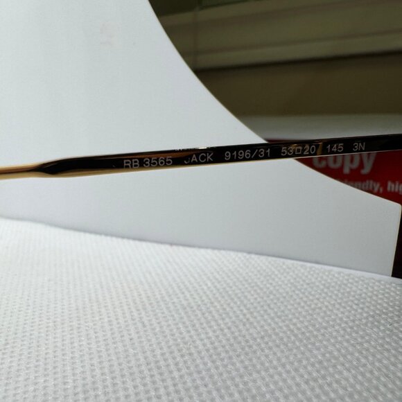 Ray-Ban JACK Sunglasses – RB3565 53-20 (Gold Frame / Green Lenses) - Picture 5 of 5